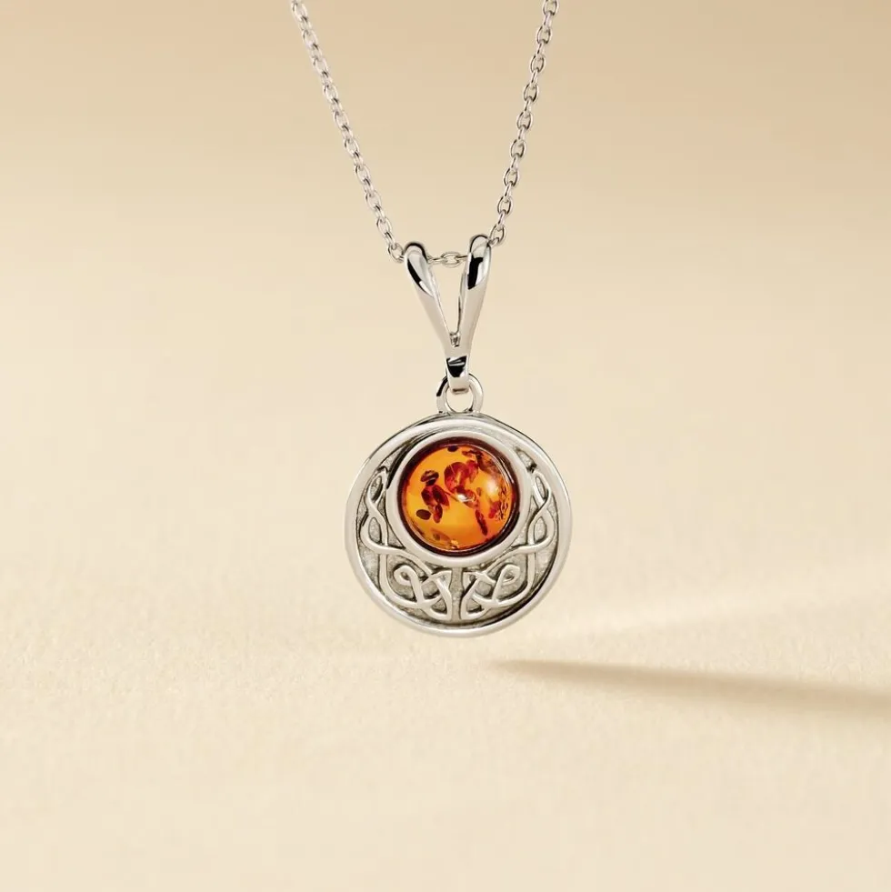 Collier Argent Blanc Mystica Ambre