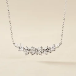 Collier Argent Blanc Precieux Flocon Oxyde De Zirconium