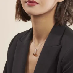 Collier Argent Blanc Simona Ambre