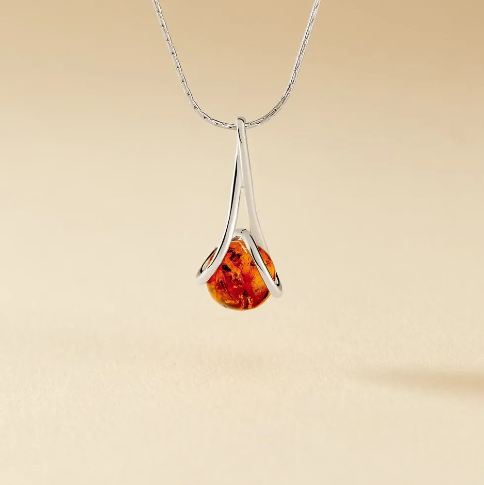 Collier Argent Blanc Simona Ambre