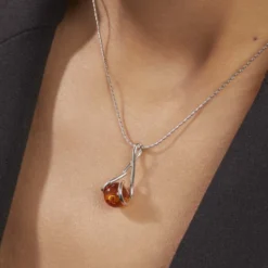Collier Argent Blanc Simona Ambre