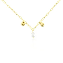 Collier Argent Jaune Keshi Maille Cheval
