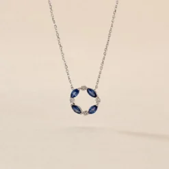 Collier Arlina Or Blanc Saphir Et Diamant