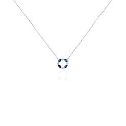 Collier Arlina Or Blanc Saphir Et Diamant
