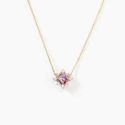 Collier Astrithr Or Jaune Améthyste Oxyde De Zirconium