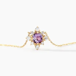 Collier Astrithr Or Jaune Améthyste Oxyde De Zirconium