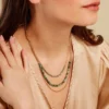Collier Athena Acier Doré Jaspe Africain