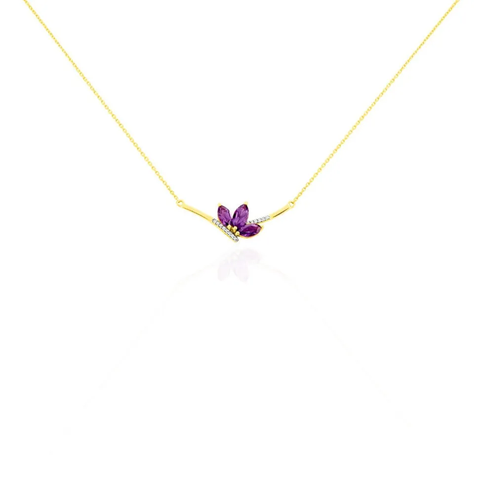 Collier Augustina Or Jaune Amethyste Oxyde De Zirconium