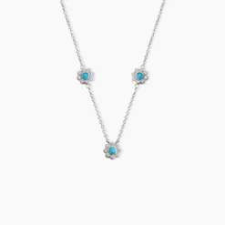 Collier Aurel Argent Blanc Turquoise Oxyde De Zirconium