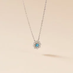 Collier Aurel Argent Blanc Turquoise Oxyde De Zirconium