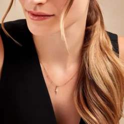 Collier Aurore Acier Doré éclair Cristal