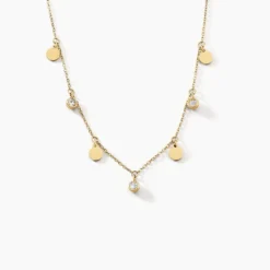 Collier Aurore Acier Doré Cristal
