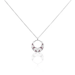 Collier Azalea Argent Blanc Email Rose