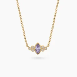 Collier Azel Plaque Or Jaune Oxyde De Zirconium