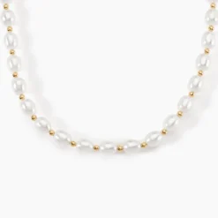 Collier Billes Or Jaune Perle De Culture