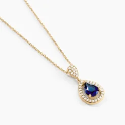 Collier Brigita Plaqué Or Pierre De Synthese Et Oxyde De Zirconium