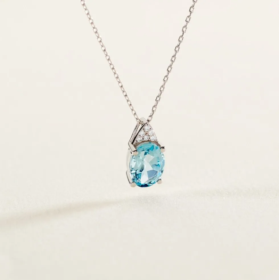 Collier Britney Or Blanc Topaze Et Oxyde De Zirconium