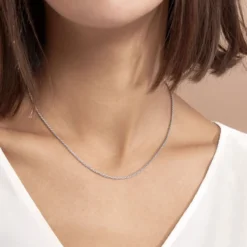 Collier Cacilda Maille Corde Argent Blanc