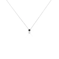 Collier Cadell Argent Blanc Oxyde De Zirconium Noir