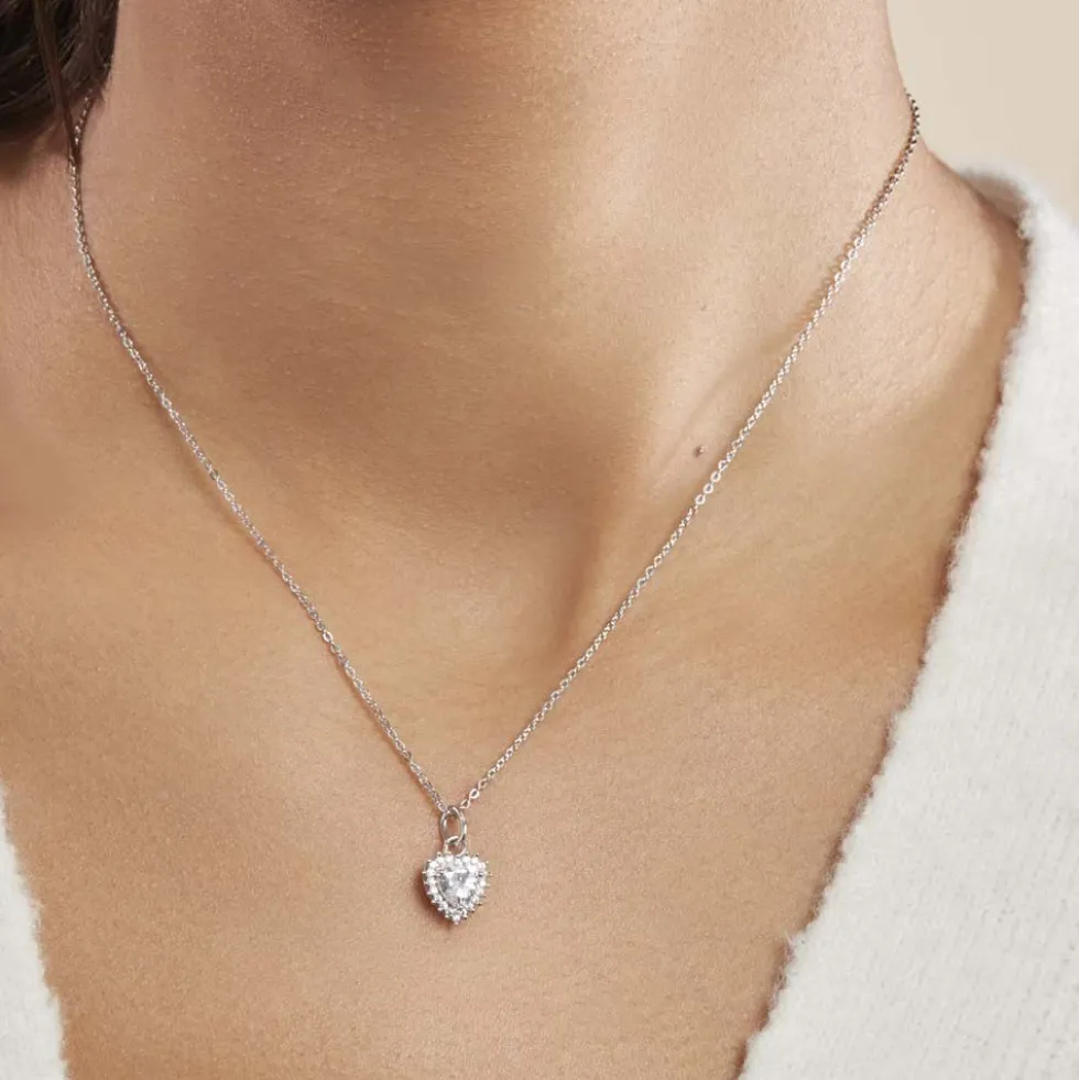 Collier Calvi Argent Blanc Oxyde De Zirconium