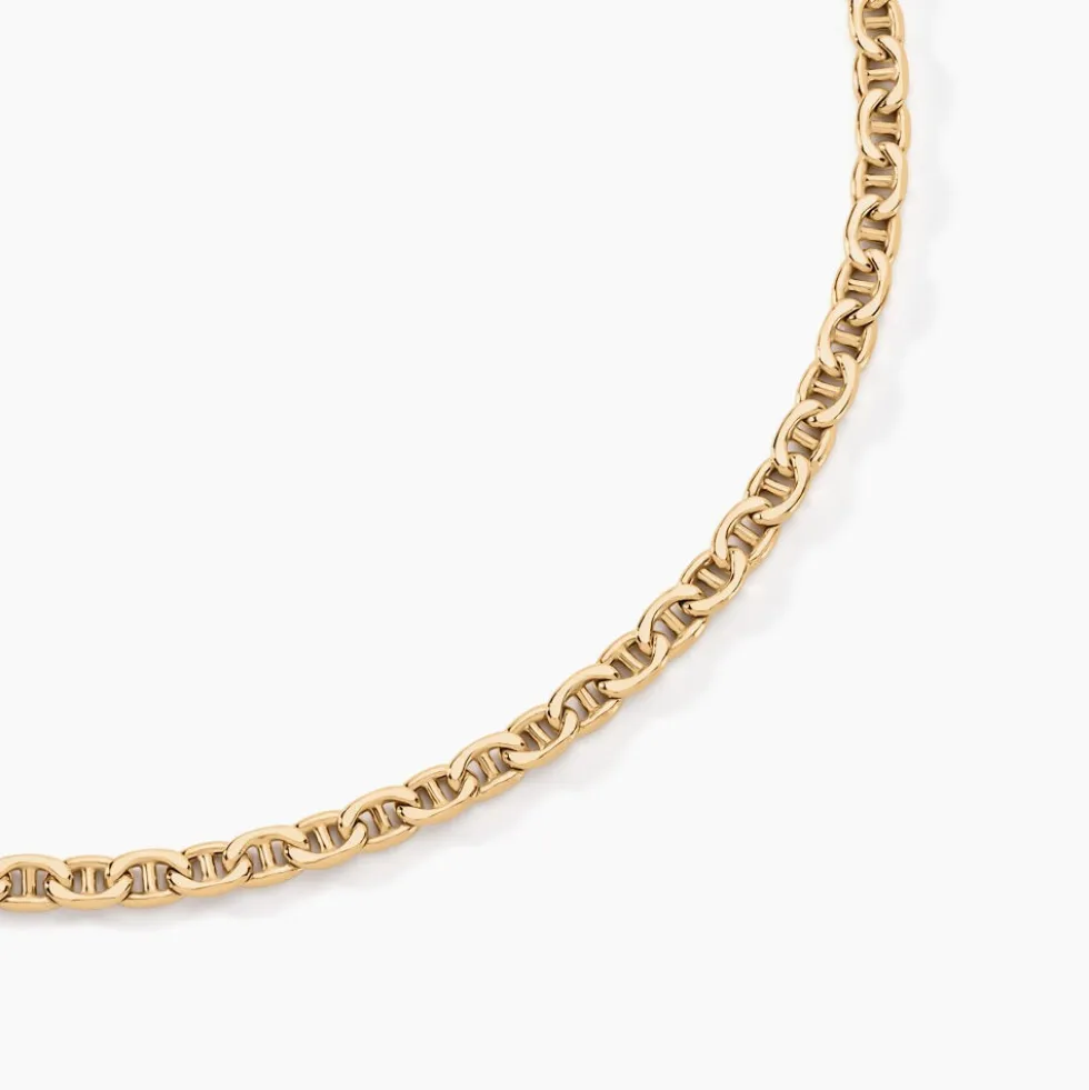 Collier Capucin Or Jaune Maille Marine Plate