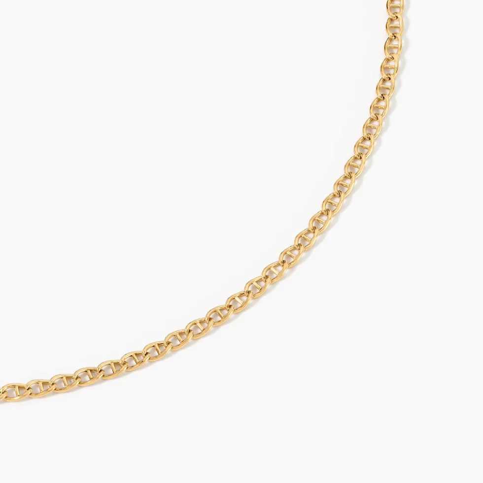 Collier Capucin Or Jaune Maille Marine Plate