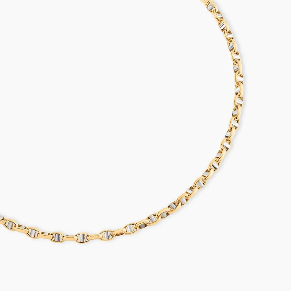 Collier Carlo Or Bicolore Maille Marine Ronde