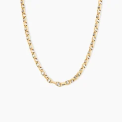 Collier Carlo Or Bicolore Maille Marine Ronde