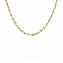 Collier Carlo Or Bicolore Maille Marine Ronde