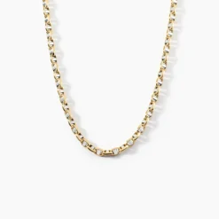Collier Carlo Or Bicolore Maille Marine Ronde
