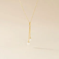 Collier Carrine 2 Fils Or Jaune Perle De Culture