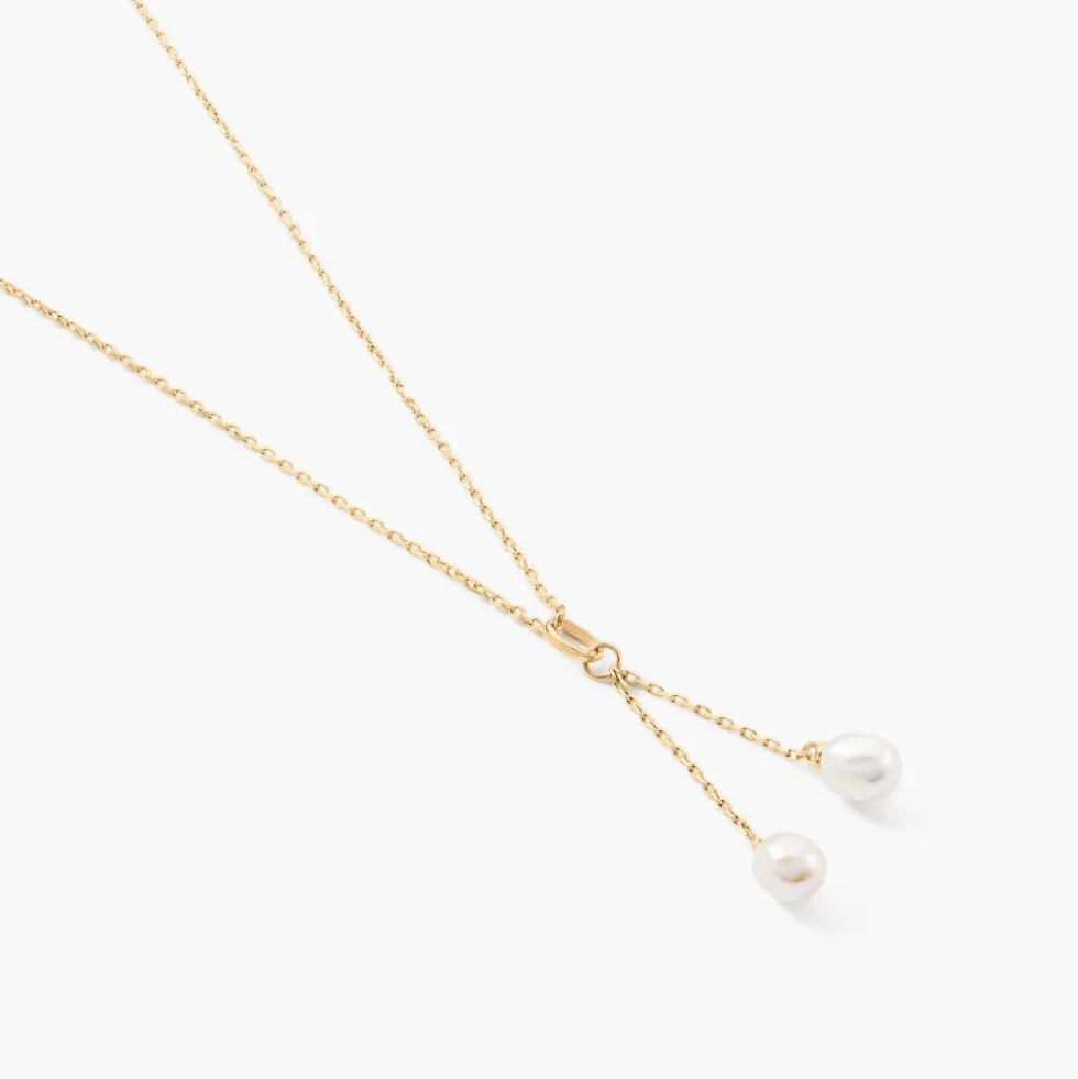 Collier Carrine 2 Fils Or Jaune Perle De Culture