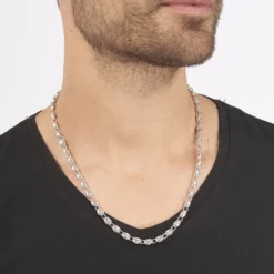 Collier Carrus Maille Grain De Cafe Argent Blanc
