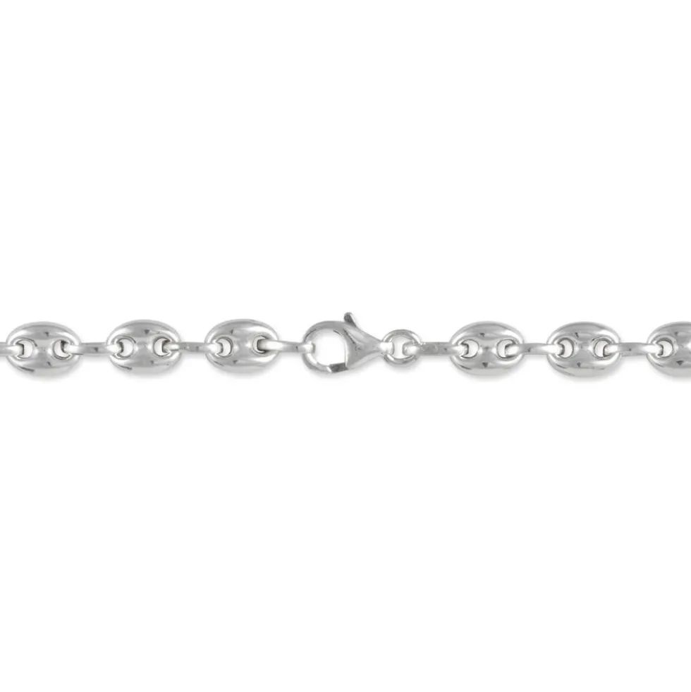 Collier Carrus Maille Grain De Cafe Argent Blanc