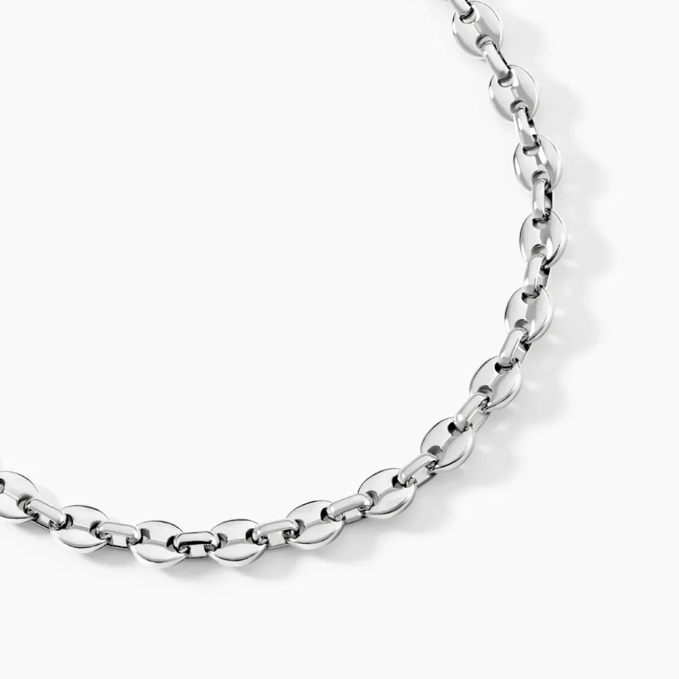 Collier Carrus Maille Grain De Cafe Argent Blanc