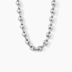 Collier Carrus Maille Grain De Cafe Argent Blanc