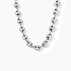 Collier Carrus Maille Grain De Cafe Argent Blanc