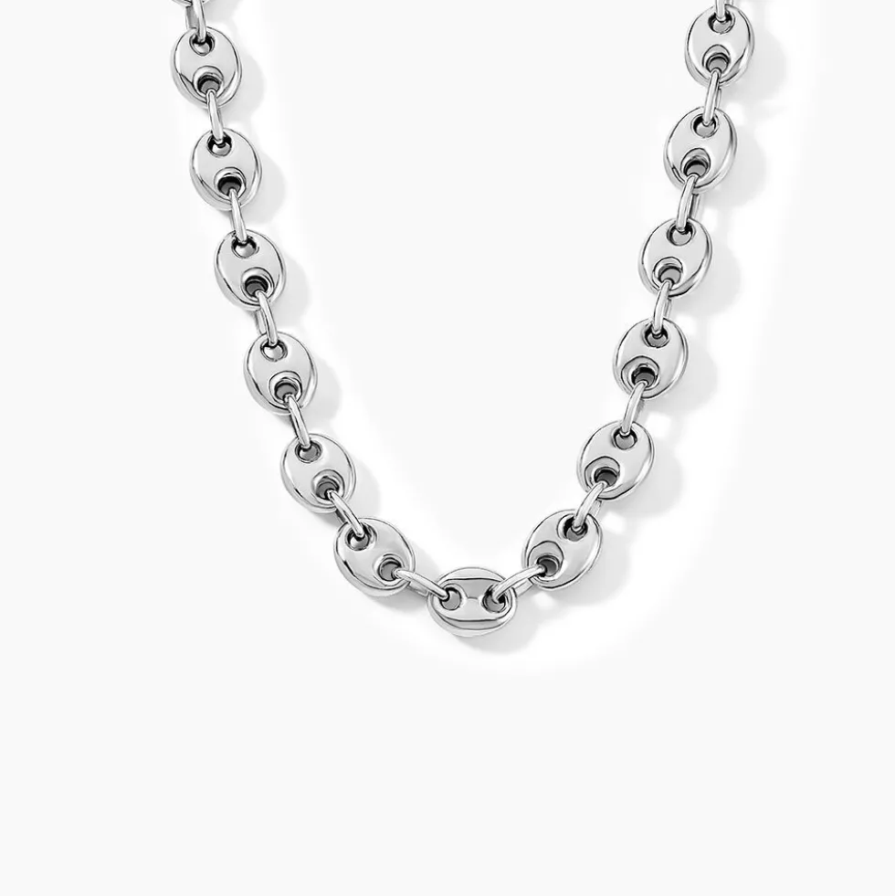 Collier Carrus Maille Grain De Cafe Argent Blanc