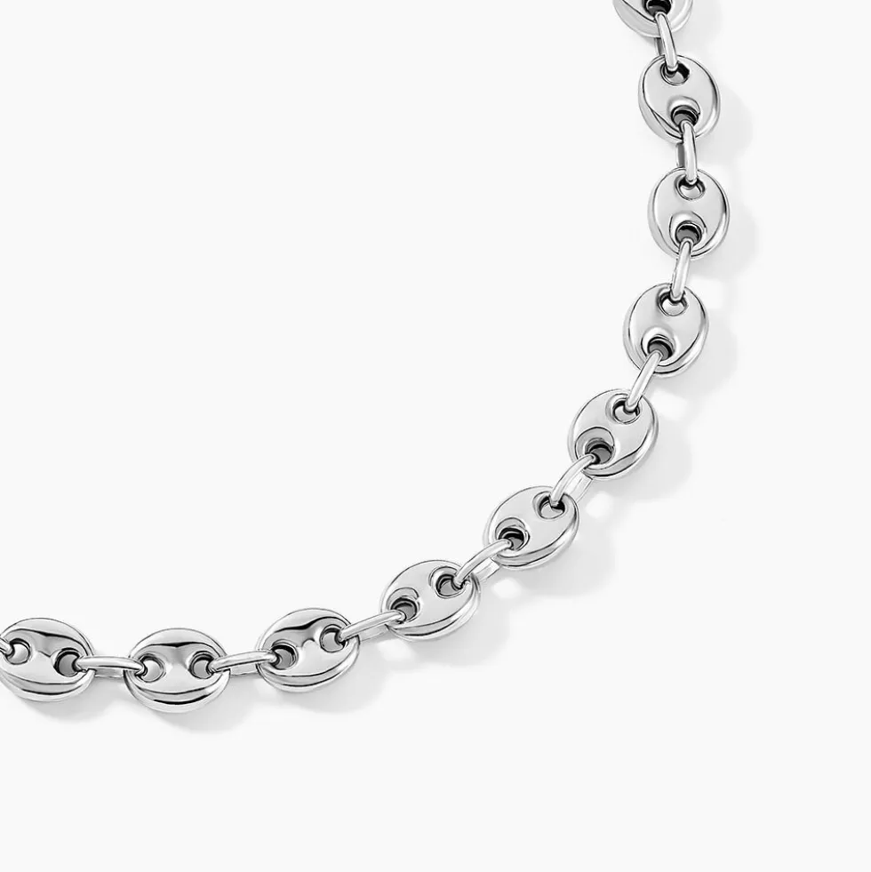 Collier Carrus Maille Grain De Cafe Argent Blanc