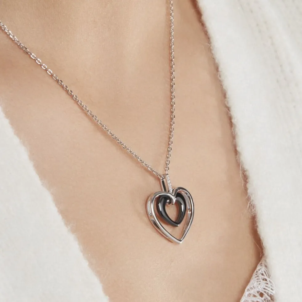 Collier Ceramik Design Argent Blanc Céramique Et Oxyde De Zirconium