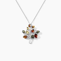Collier Chahida Argent Blanc Ambre