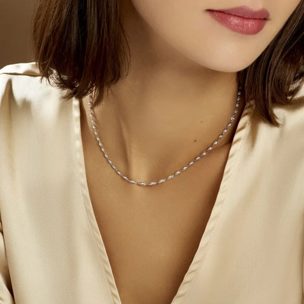 Collier Ciana Torsade Diamante Argent Blanc