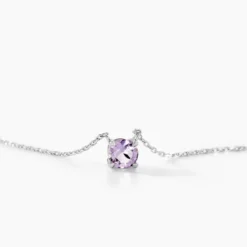Collier Clair Or Blanc Amethyste