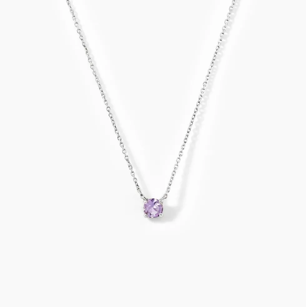 Collier Clair Or Blanc Amethyste