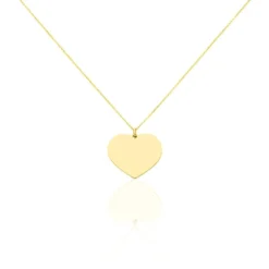 Collier Coeur Gravable Or Jaune
