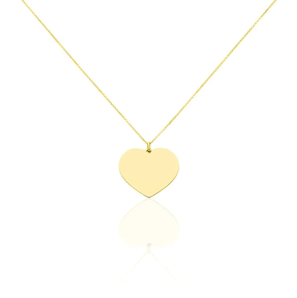 Collier Coeur Gravable Or Jaune