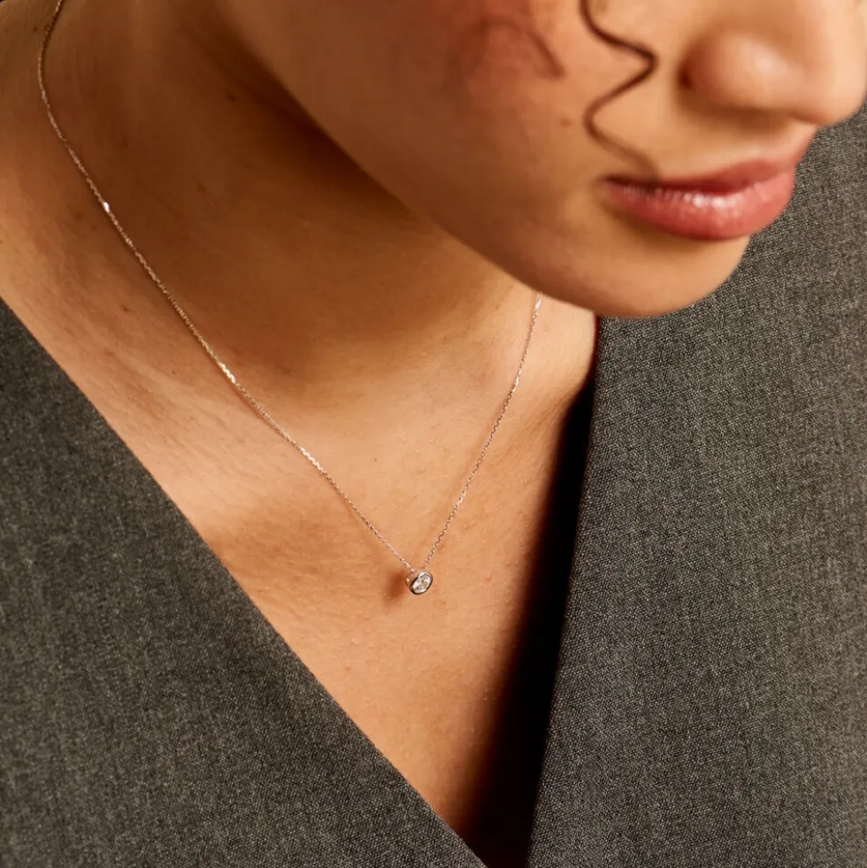 Collier Columbine Or Blanc Oxyde De Zirconium Blanc