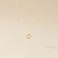Collier Columbine Or Jaune Oxyde De Zirconium Blanc