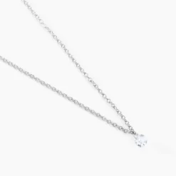 Collier Court Argent Blanc Constantin Oxyde De Zirconium
