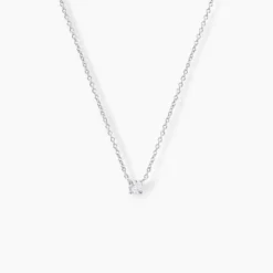 Collier Court Argent Blanc Lylwenn Oxyde De Zirconium